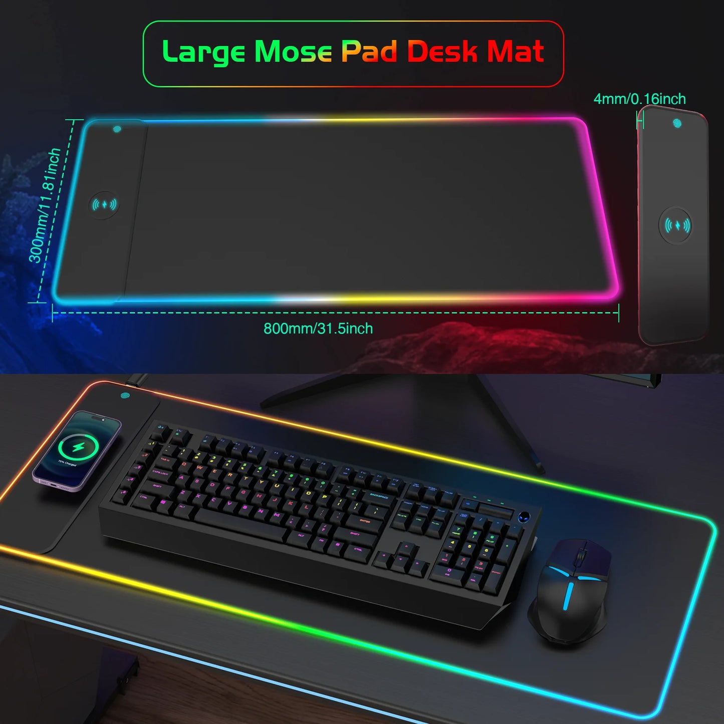 Wireless Charging RGB Gaming Mat (XXL)